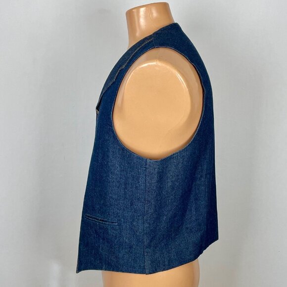 Vtg Vittorio St Angelo 3 Pc Denim Suit Jacket 42R Waistcoat Trousers 36R Western - Picture 11 of 16